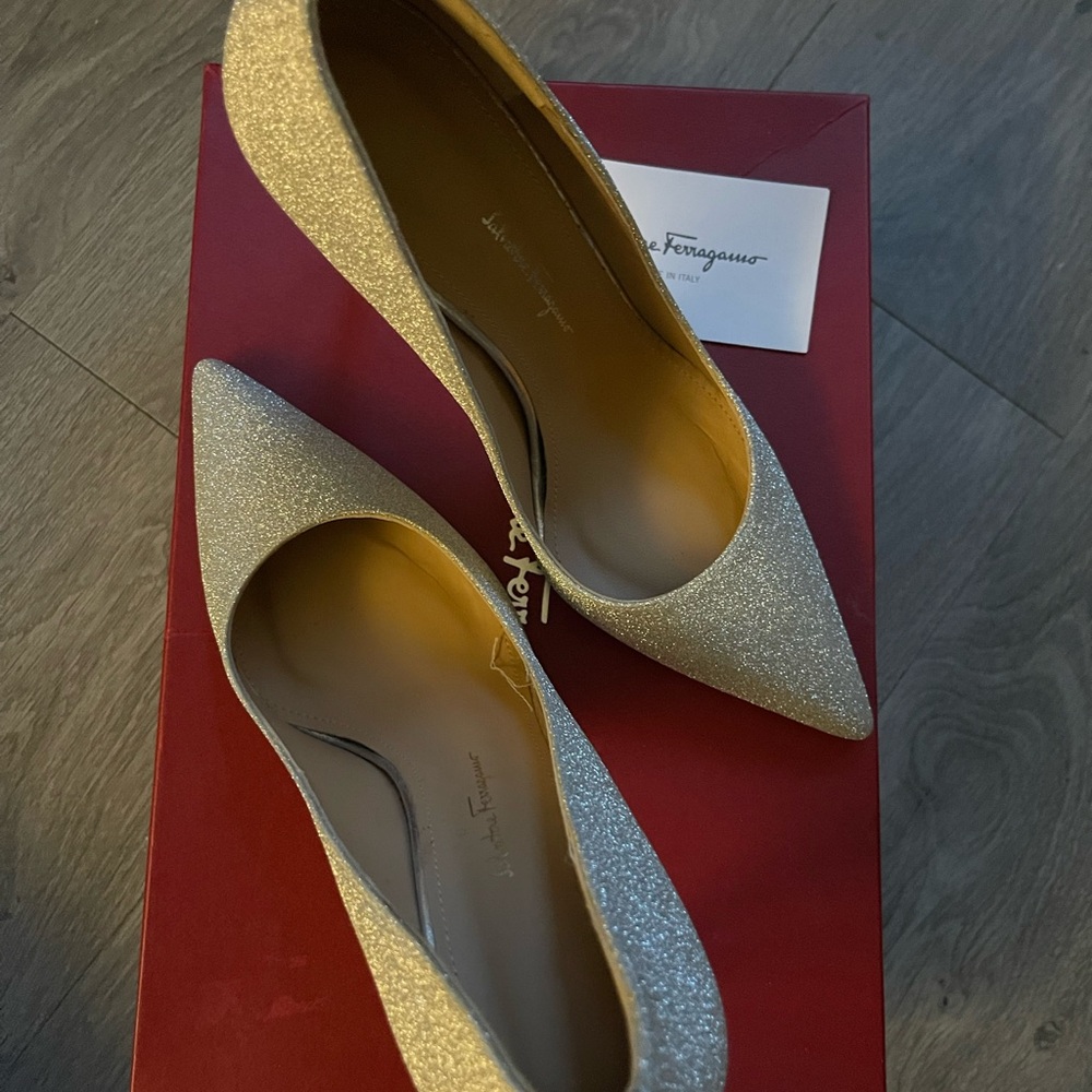 Salvatore Ferragamo Shimmering Silver Heels